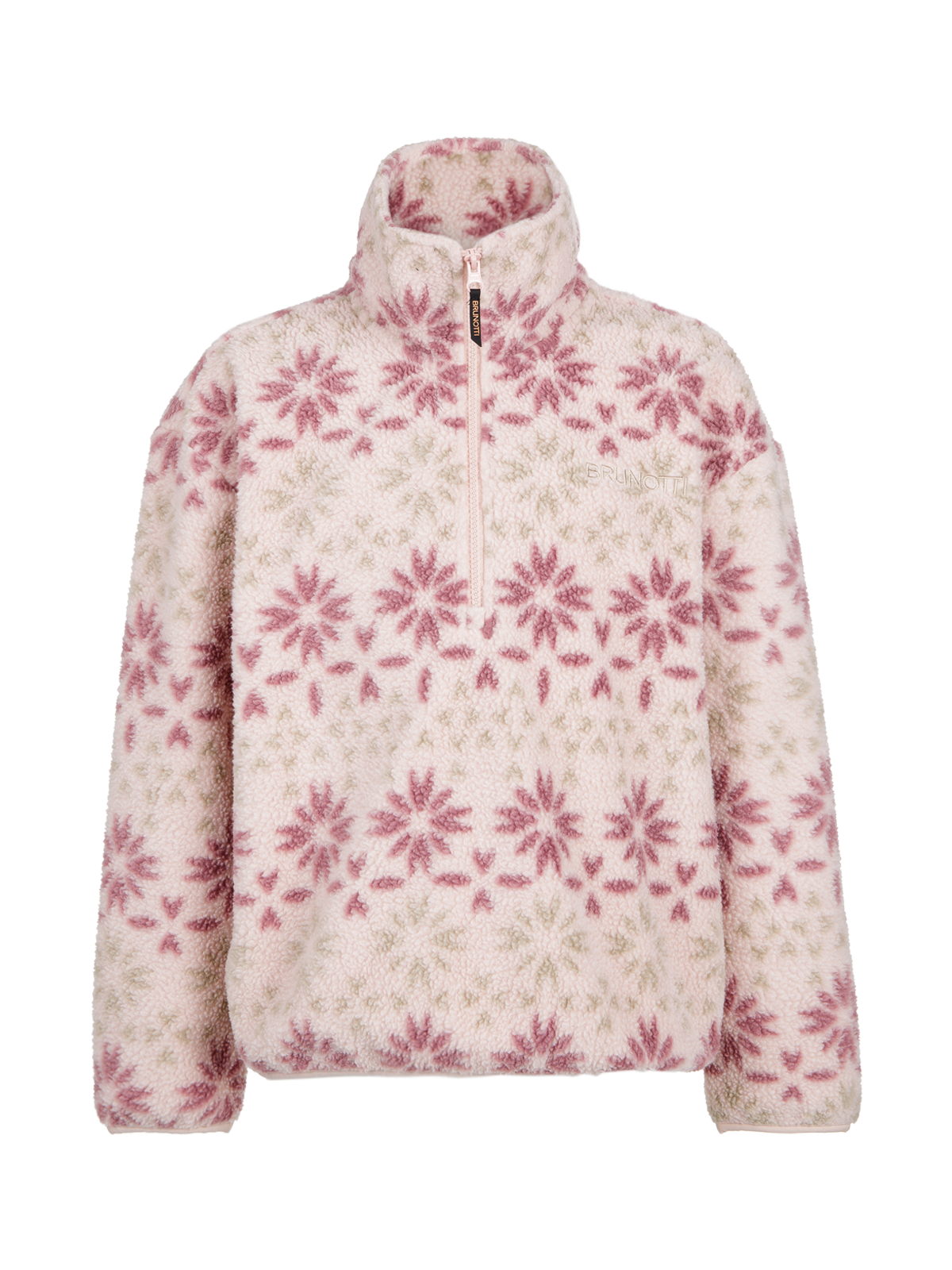 Rezany-Print Girls Snow Fleece | Sepia Rose