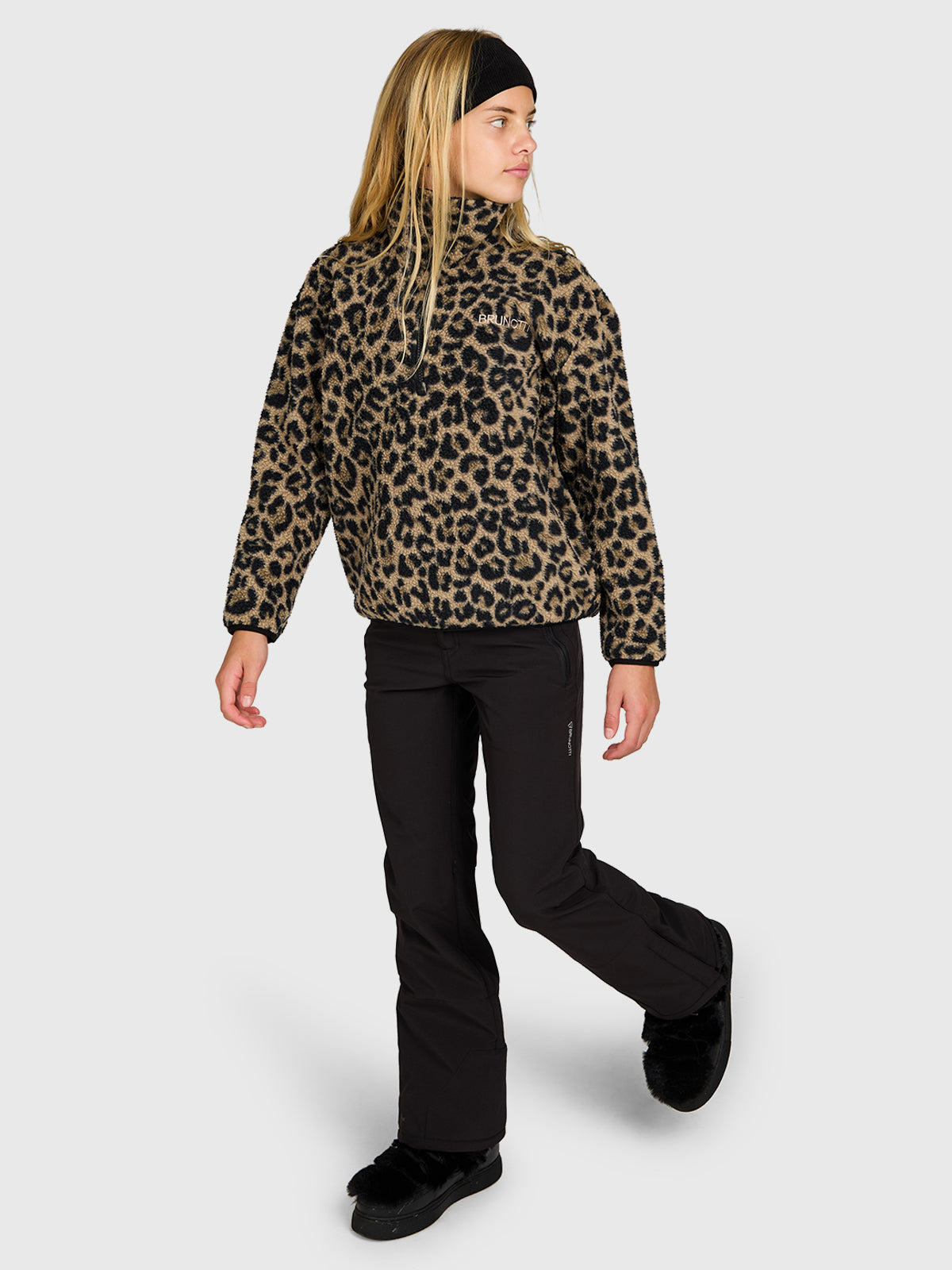 Rezany-Print Girls Snow Fleece | Black