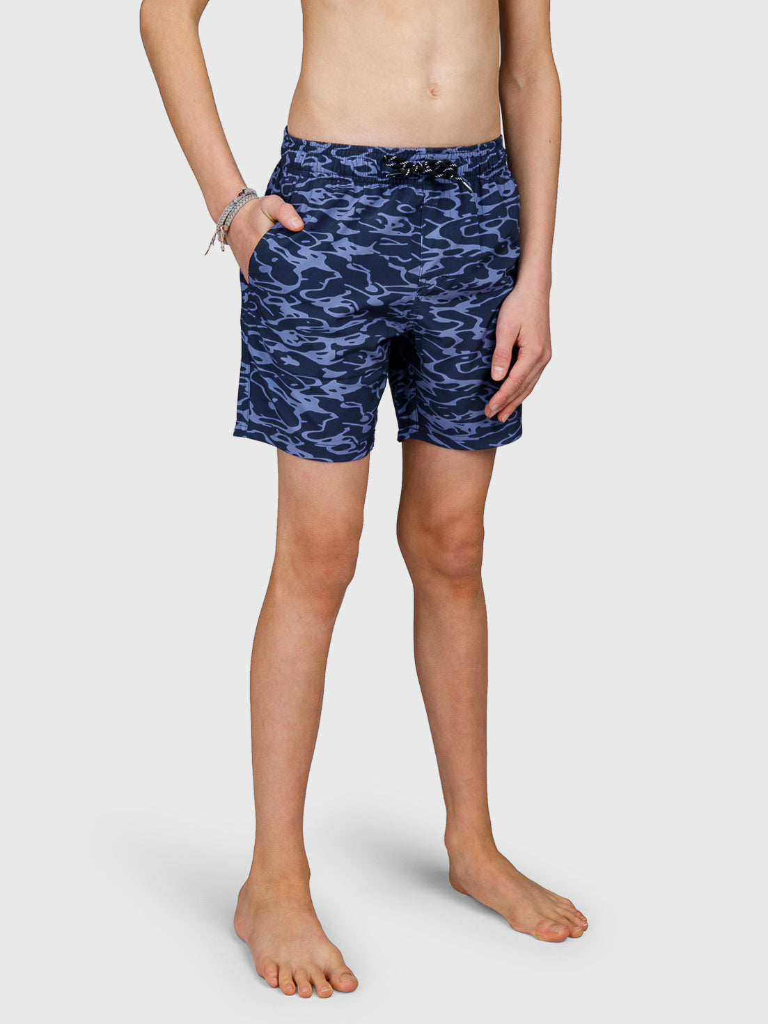Bru-conicy-Print Boys Swim Shorts | Indigo Blue