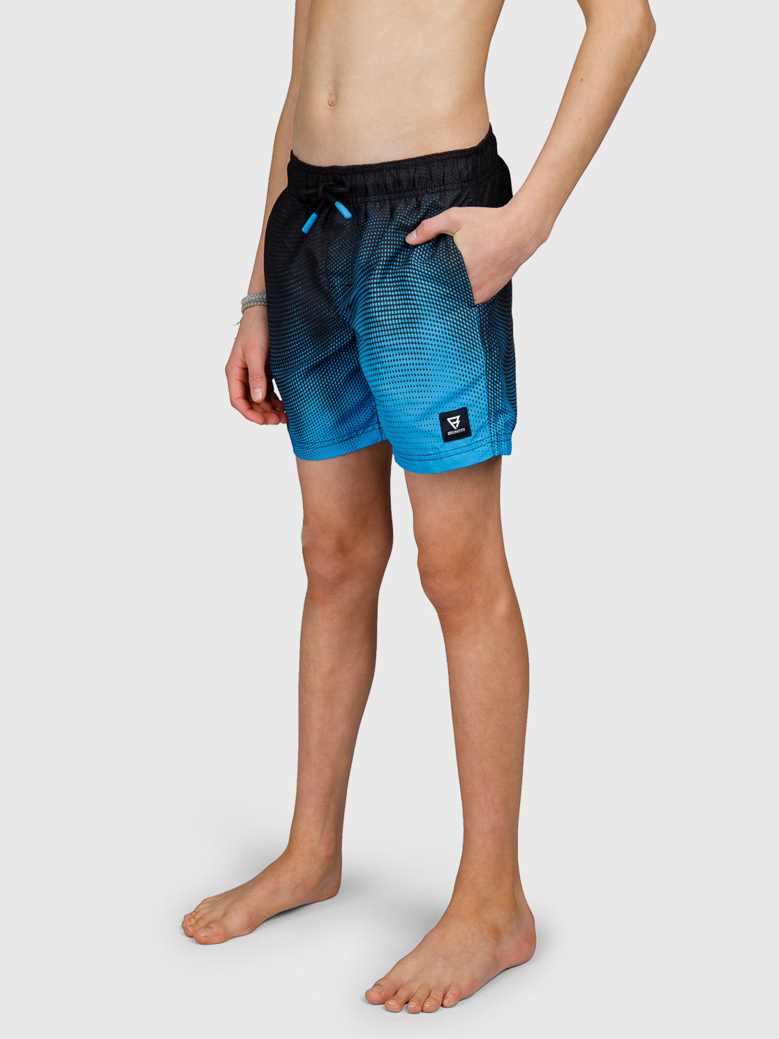 Cestery-Panel Print Boys Swim Shorts | Kingfisher Blue