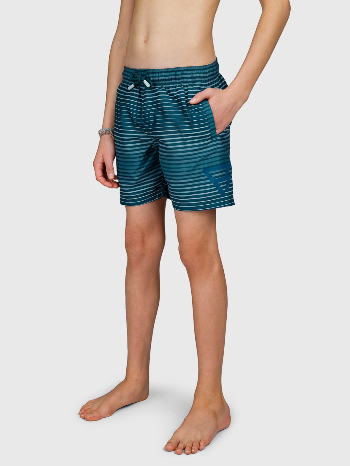 Cestery-Stripe Boys Swim Shorts | Mist