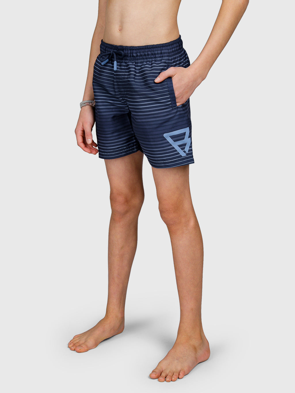 Cestery-Stripe Boys Swim Shorts | Indigo blue