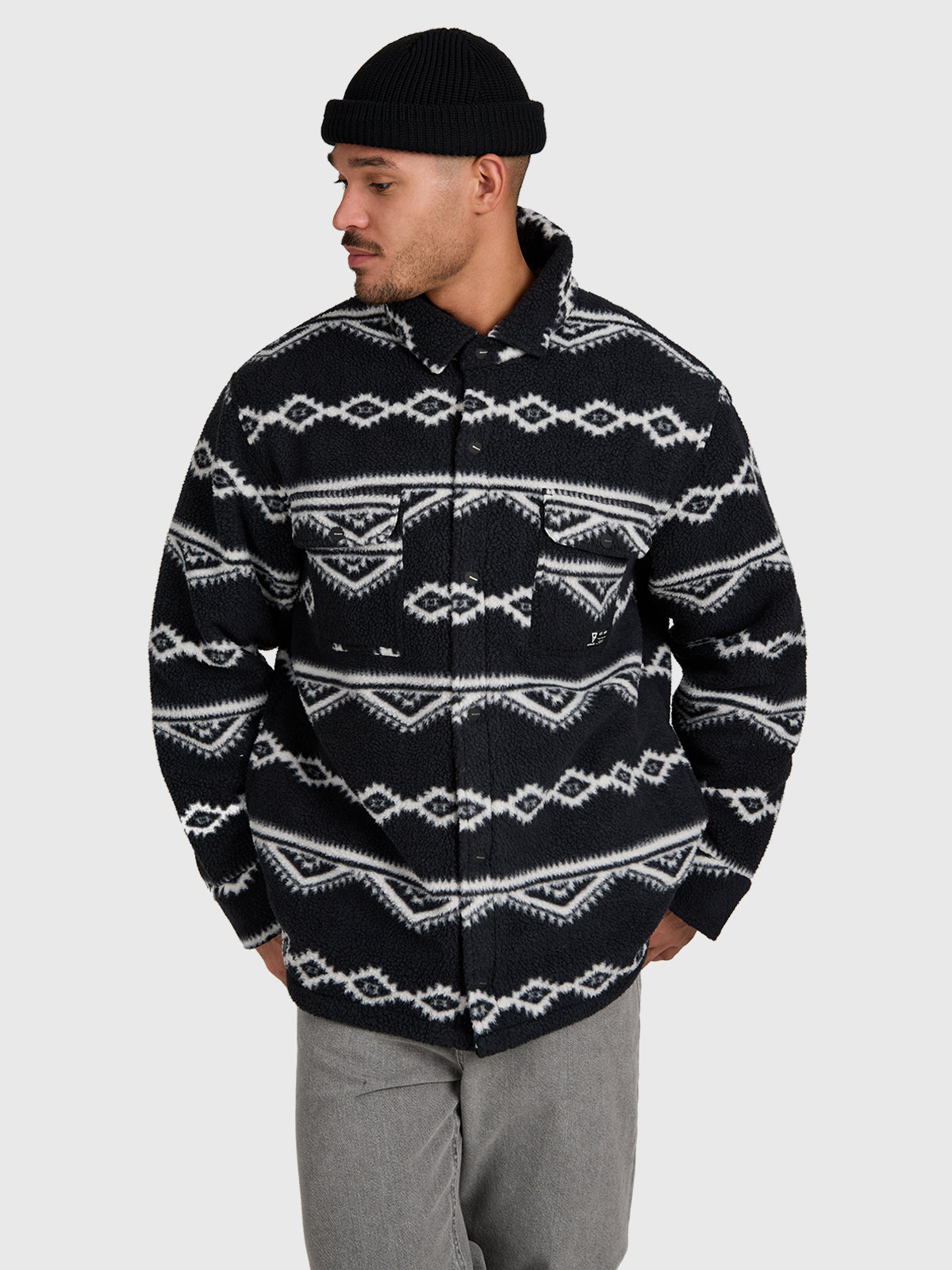 Kevionnet Men Fleece Jacket | Black