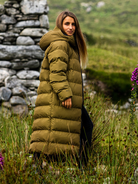Bigsur Women Long Puffer Coat | Green | Longwesten
