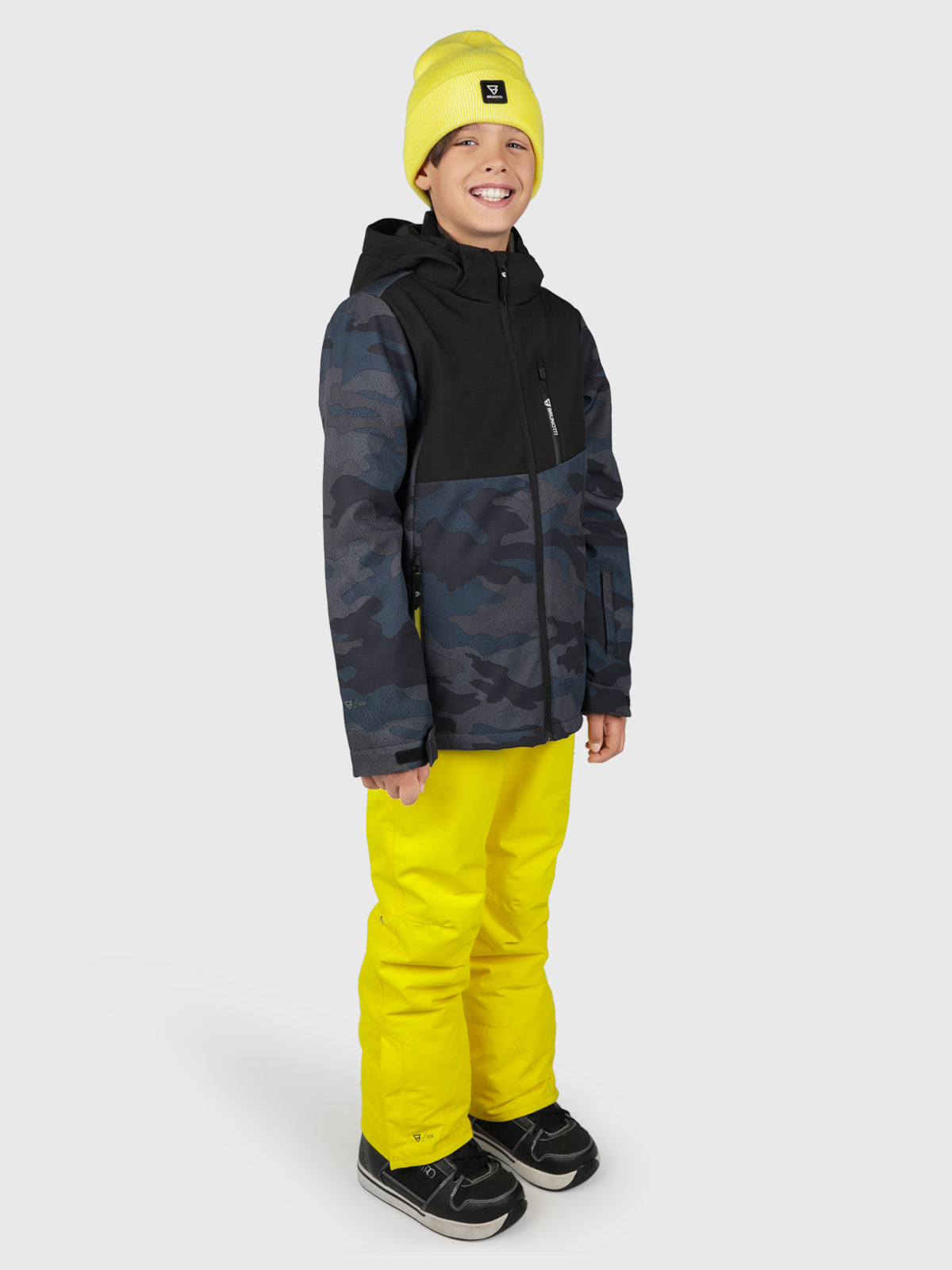 Twinstroky-AO Jungen Softshell-Skijacke | Camouflage Grau