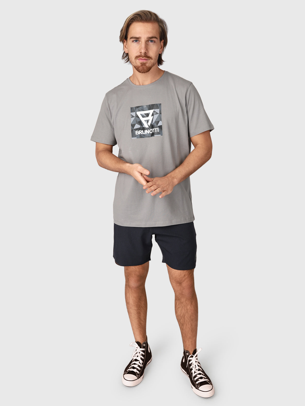 Jahn-Logosquare Men T-Shirt | Grey