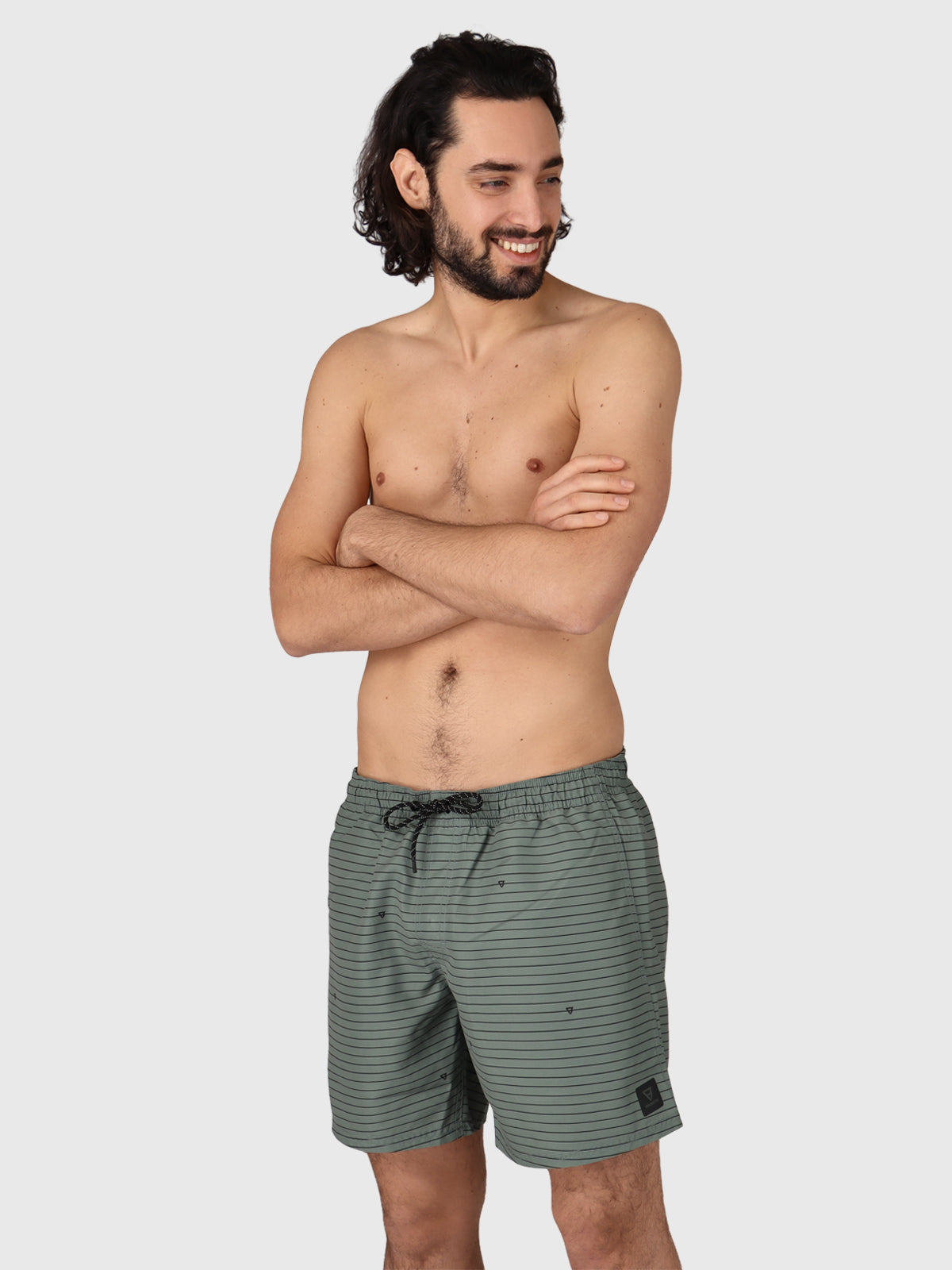 CrunECO-Stripe Men Swim Shorts | Green