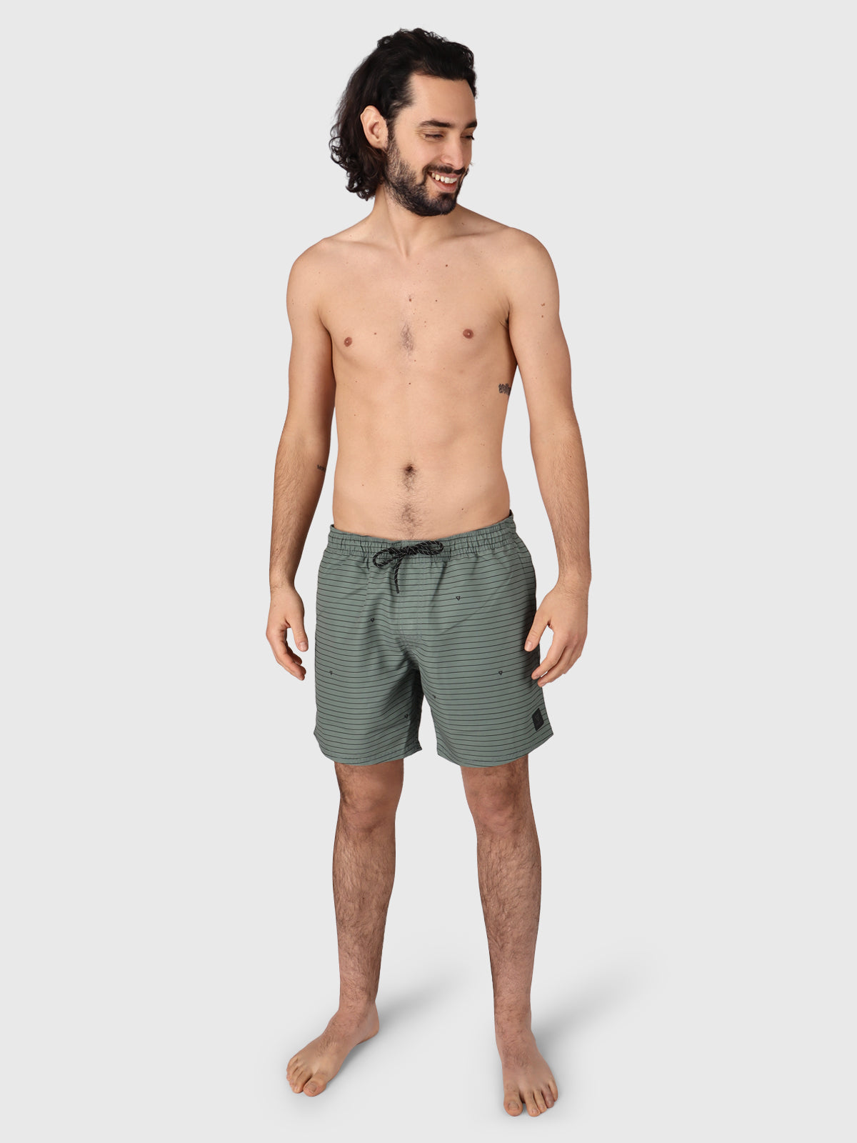 CrunECO-Stripe Men Swim Shorts | Green