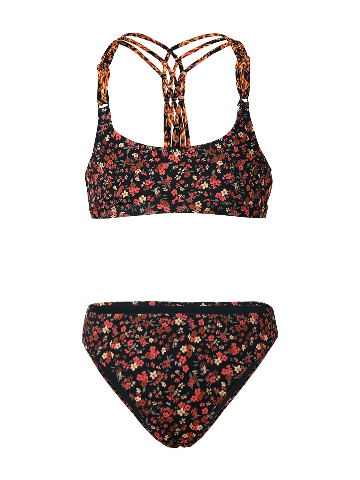 Lina-Flower Meisjes Bikini | Zwart